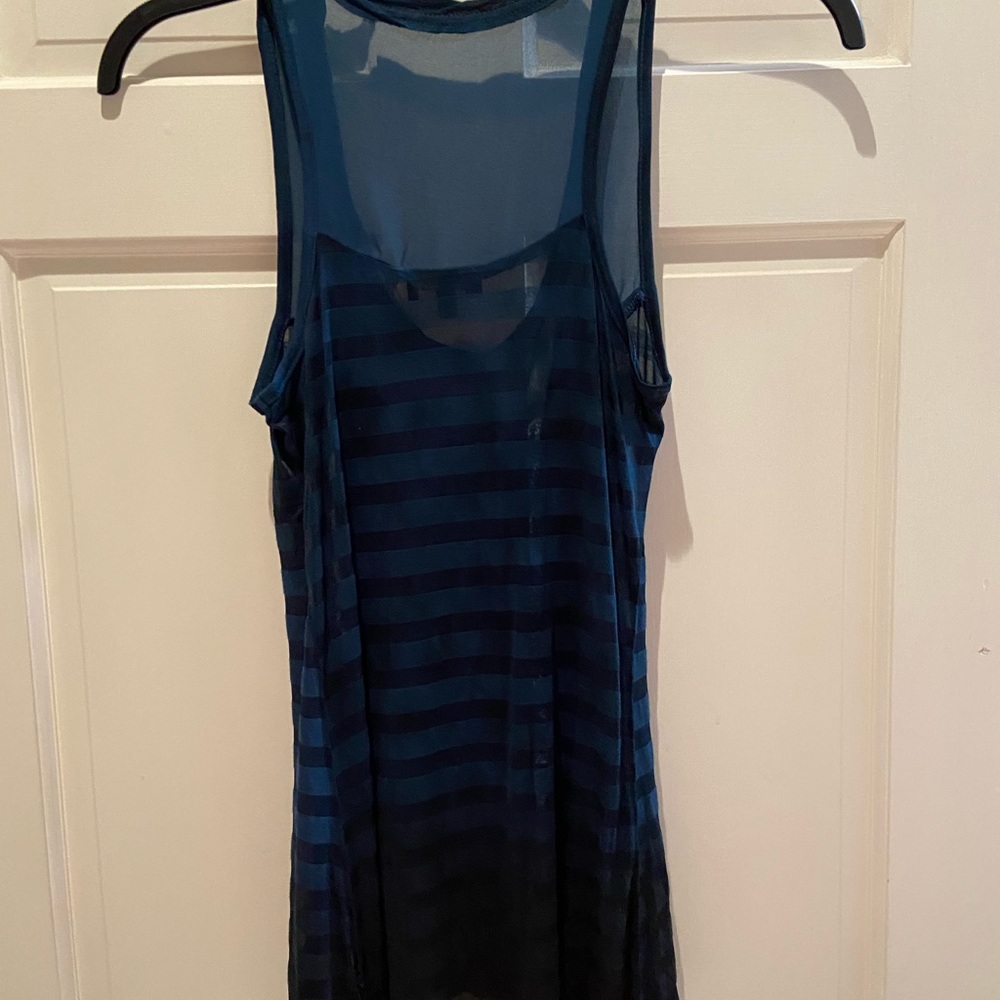 Miss Me Sheer Teal Tank - Picture 2 of 9